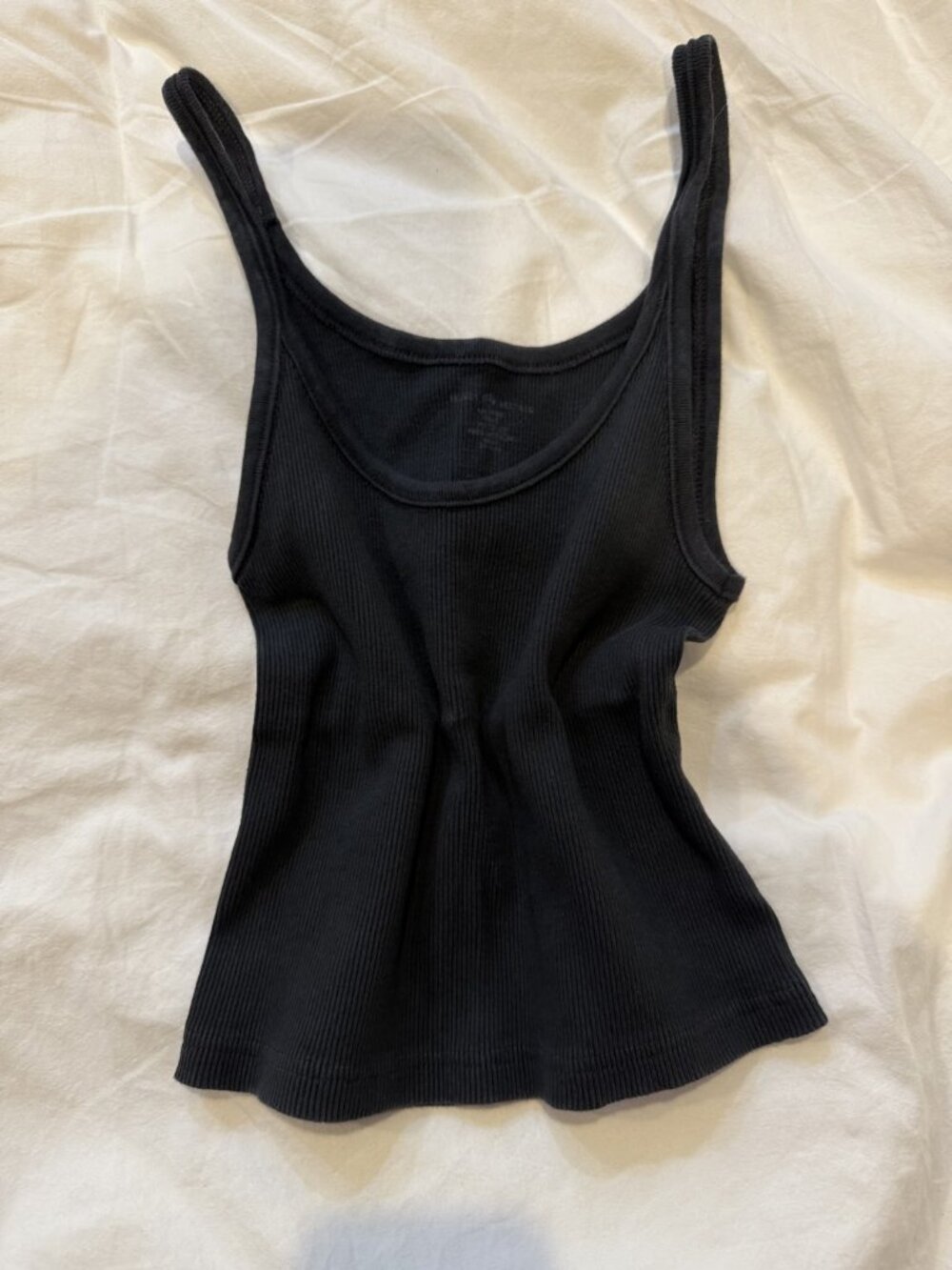 Brandy Melville Black Ribbed Scoop Neck Tank